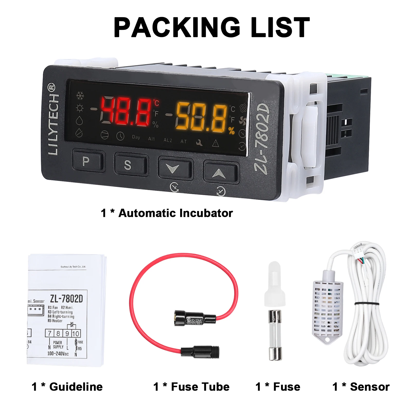 ZL-7802D Automatic Incubator Multifunctional Temperature and Humidity Controller Digital Hygrostat Thermostat for PID Control