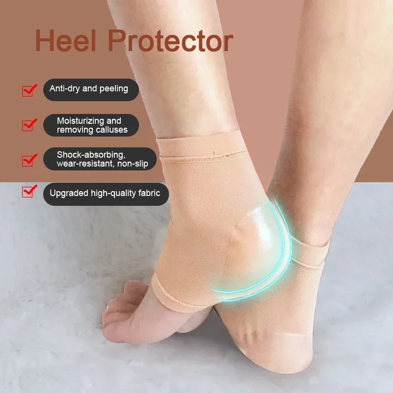 Calcetines para el talón, cubierta protectora, calcetines para fascitis Plantar, Gel de silicona, almohadillas hidratantes antigrietas para zapatos, calcetines para el cuidado de los pies para aliviar el dolor