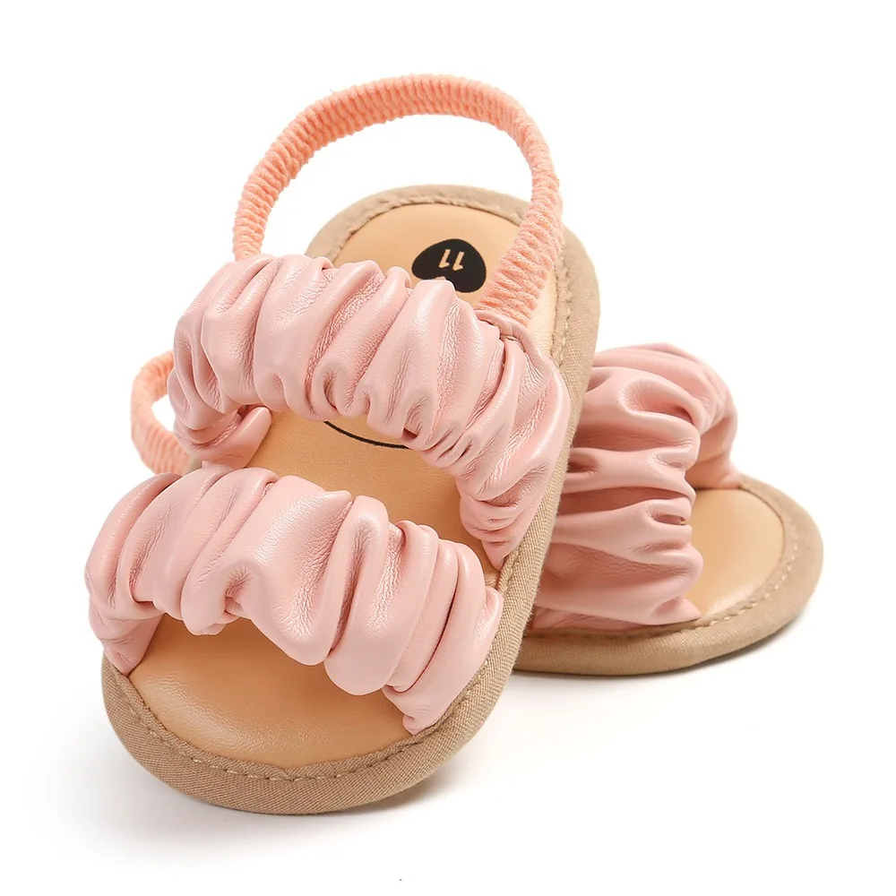 Sandalias antideslizantes para niñas recién nacidas, zapatos de suela suave y ligera con forma de nube, Punta abierta de PU, a la moda