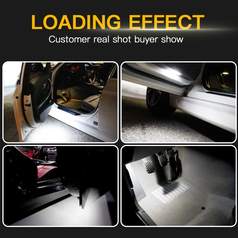 For BMW F20 F21 F30 F31 F34 F32 F10 F11 F07 F15 E84 F26 F01 F02 I3 I01 2pins LED Courtesy Light Footwell Door Interior Lamps