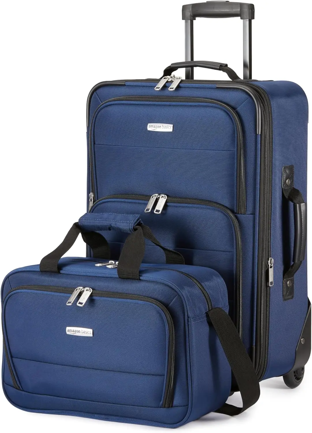 

Expandable 23-Inch Softside Suitcase with Wheels and 15-Inch Tote, Navy Blue Luggage Set