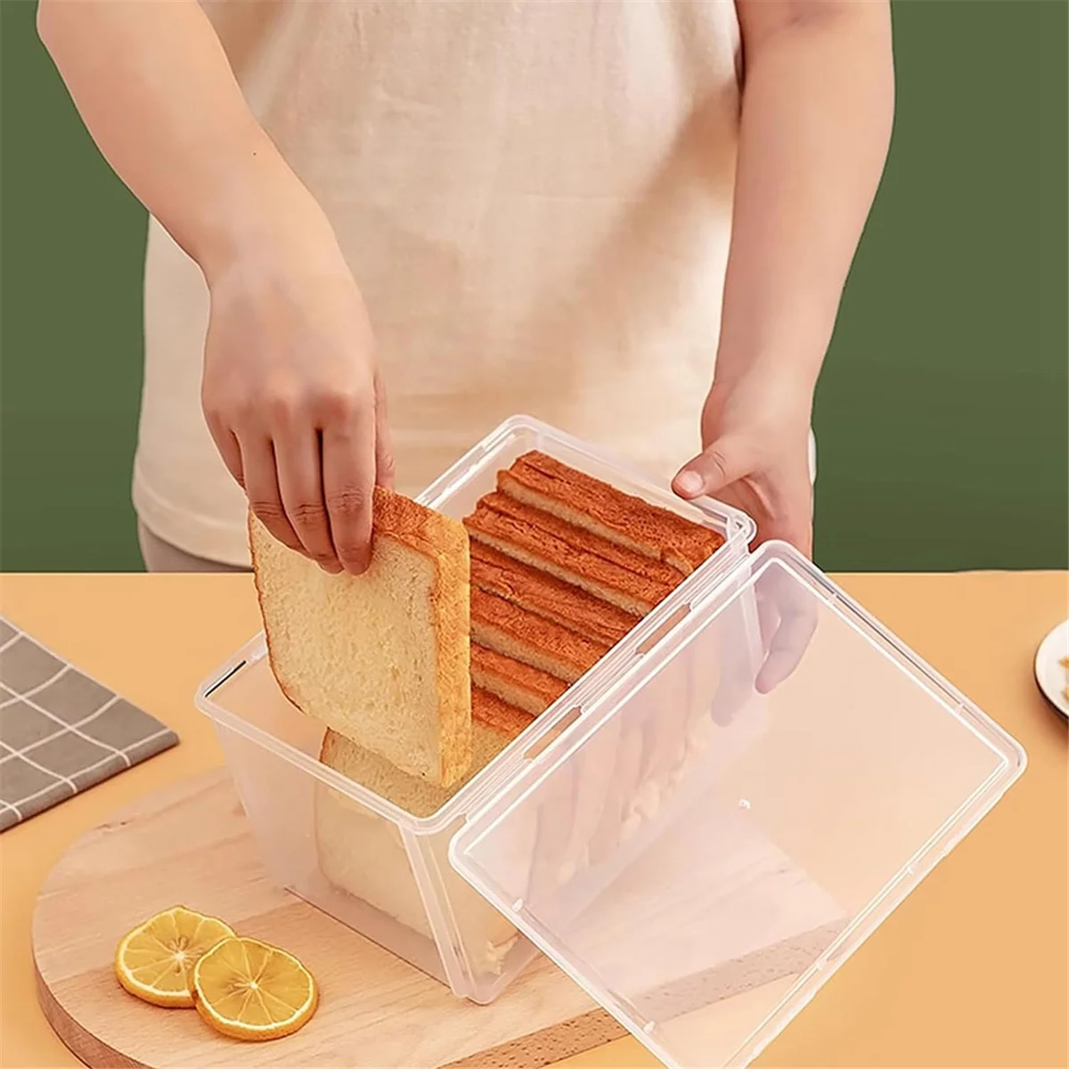 Airtight Bread Storage Containers Bread Box Plastic Reusable Loaf Cake Clear Bread Dispenser Freshest Bread Bin