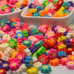 50/100pcs Small Daisy Clay Beads Mix Colorful Flowers Polymer Spacer Beads for Jewelry Making DIY Bracelet Pendant