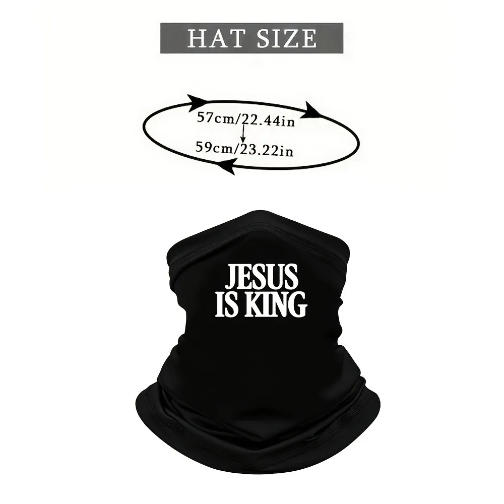 1/2PC Black Neck Gaiter with Inspirational Jesus Print, Lightweight & Stretchy for All Activities