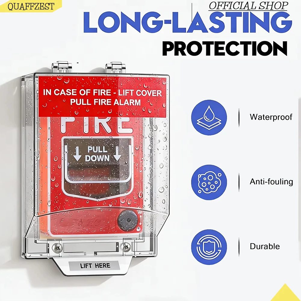Image of Schutzabdeckung für Feuernotschalter, manuelle Feueralarm-Regenschutzabdeckung, transparentes Gehäuse für manuellen Notfallknopf