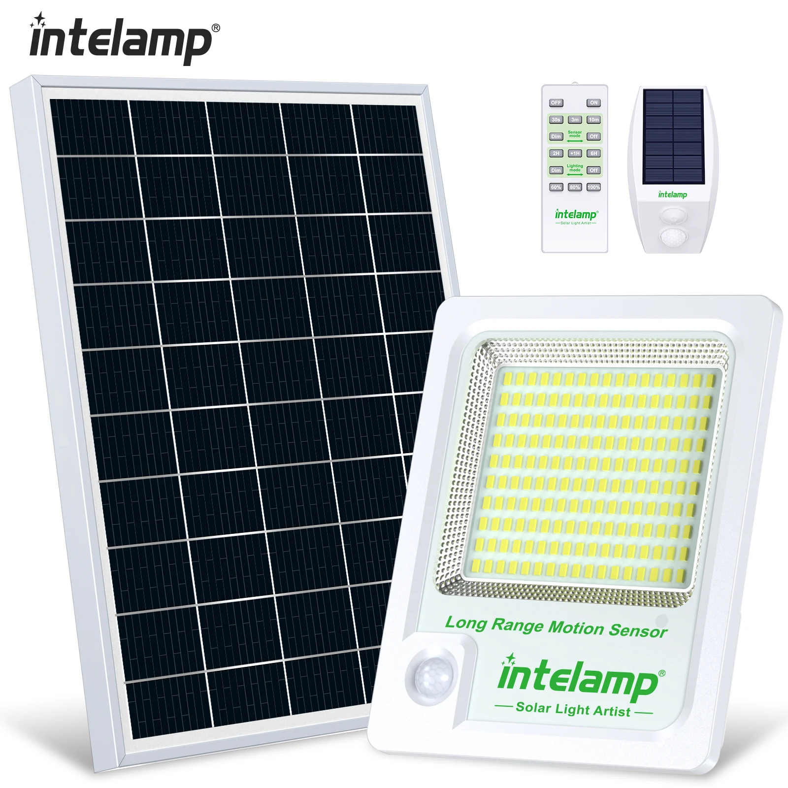 Luz Solar con Sensor de movimiento para exteriores, lámpara de seguridad de inundación con Control remoto, luces de pared alimentadas de anochecer a amanecer, jardín, porche, granja