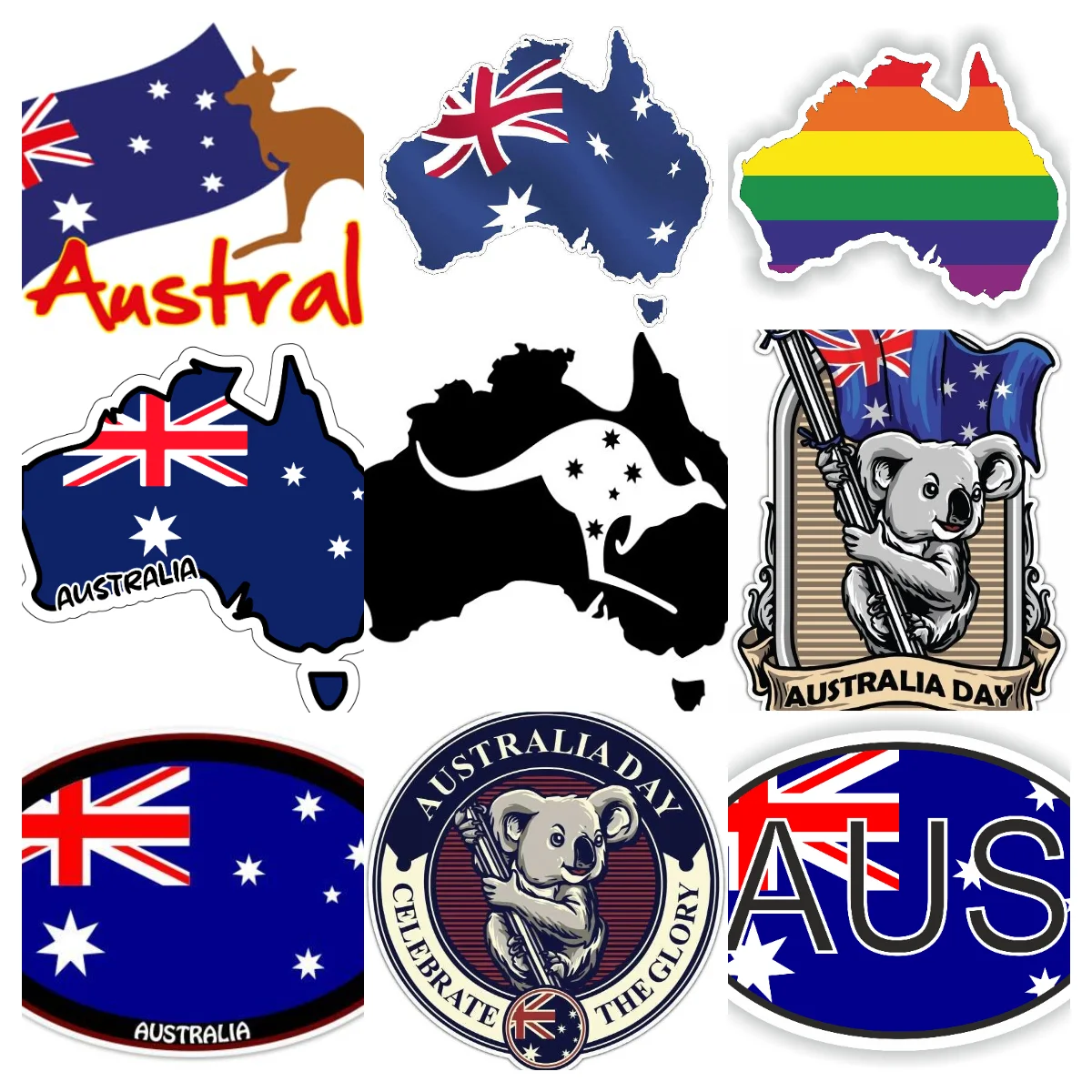 

AUS Australia Flag Map Emblem Creative PVC Car Stickers for Car Van Bicycle Motorcycle Helmet Window Decoration Accessories