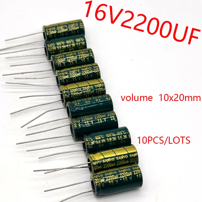 

10pcs/lots 16V2200UF 10*20 high frequency low impedance aluminum electrolytic capacitor 2200uf 16v