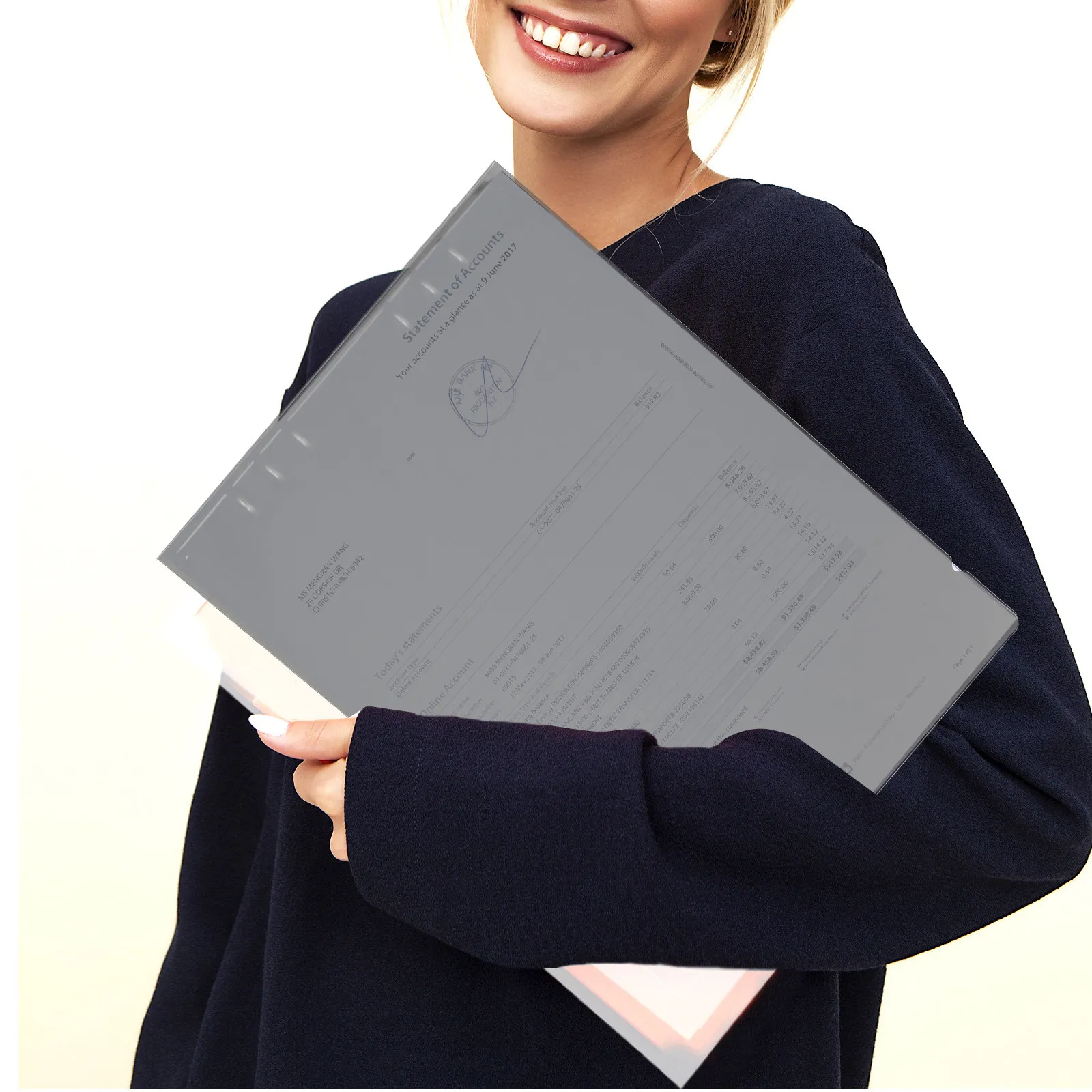 

A4 Loose Leaf Binder Cover Transparent Plastic Notebook Shell Sturdy Lightweight File Organizer for Students Teachers Planners