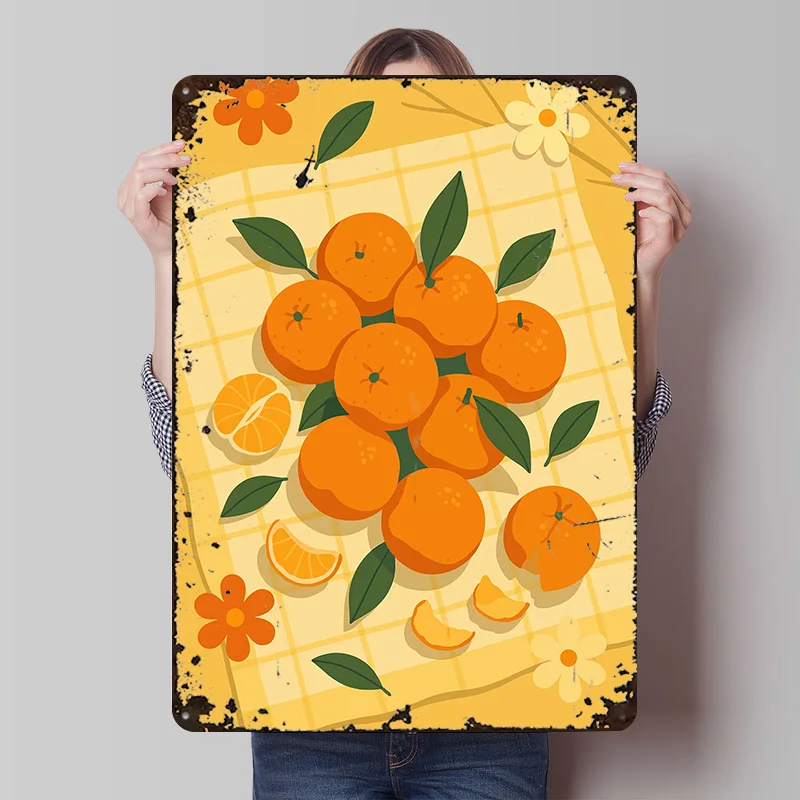 Mandarin Orange – A Stylized Tablescape Printed Poster Customized Retro Wall Art Vintage Metal Tin Signs for Bedroom Decorations