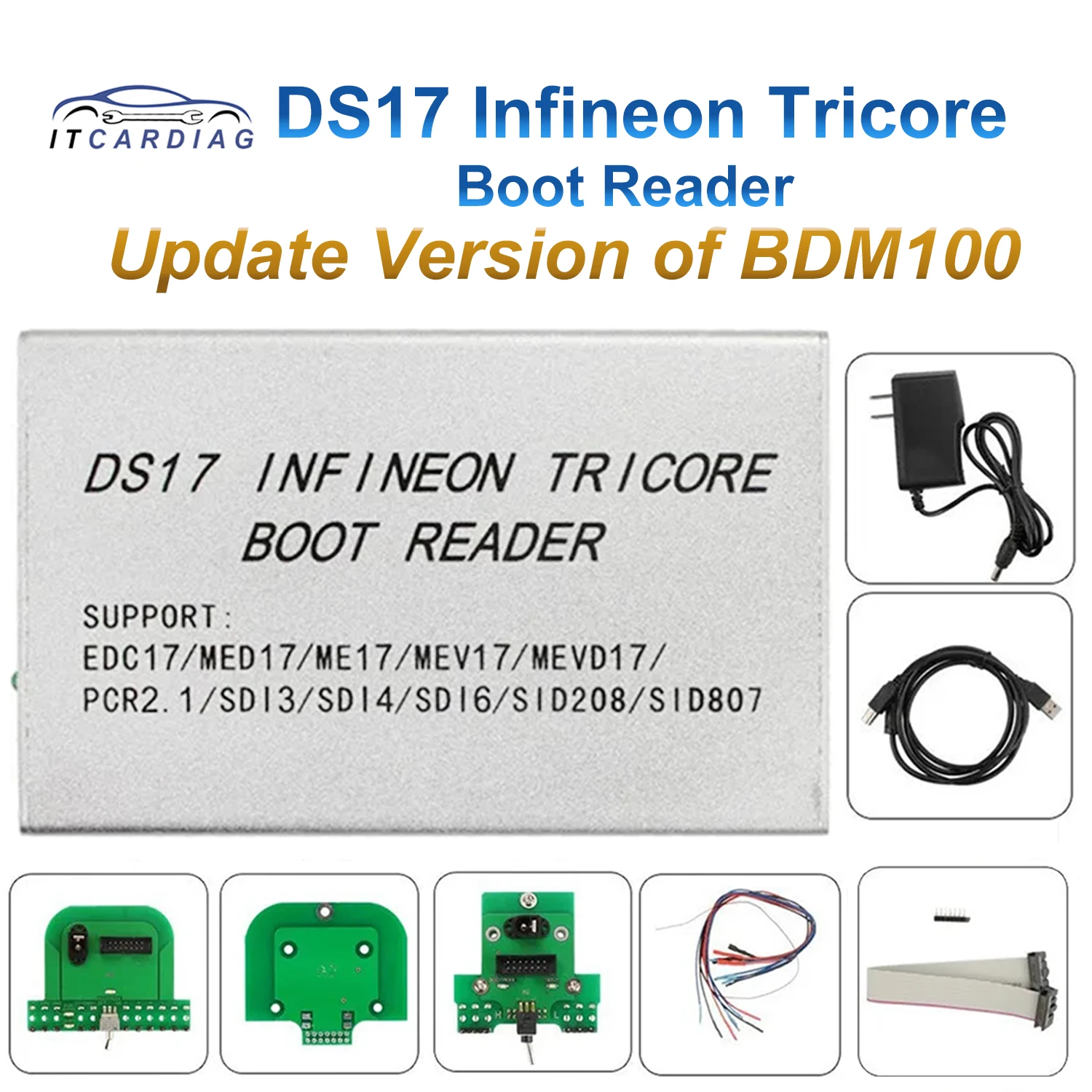 

Программатор ECU DS17 Infineon, трехцветный ECU-программатор с поддержкой EDC17 и Tricore для EDC17, MED17, ME17, MEV17, MEVD17