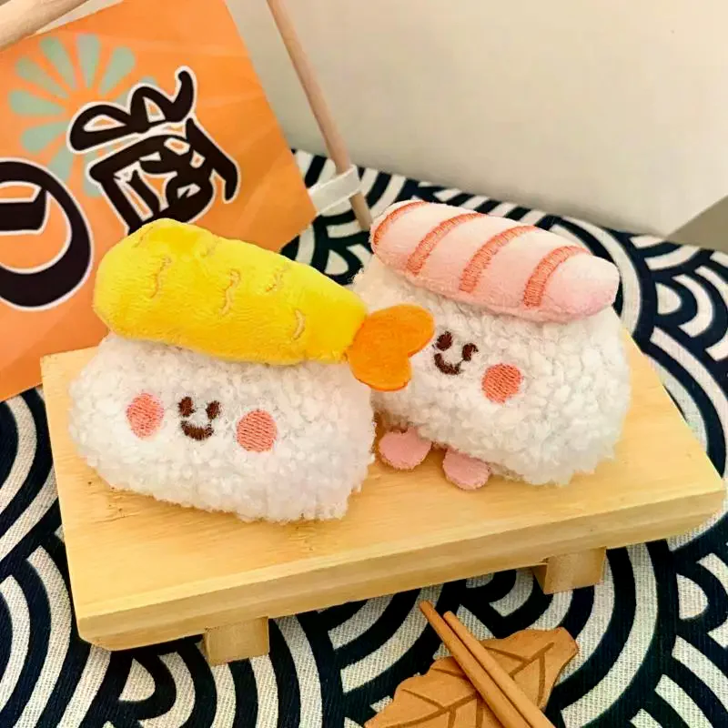 1pc Cute Plush Sushi Keychain Delicious Food Hanging Ornament Backpack Pendant Soft Stuffed Keyring Creative Bag Decor Kids Gift