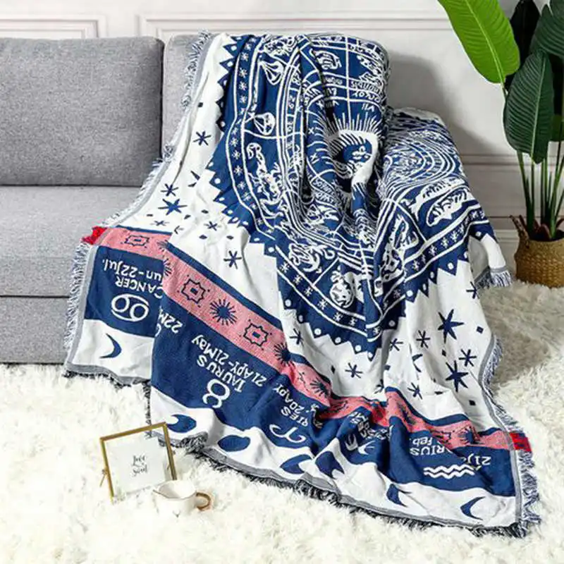 Knitted Throw Blanket Sofa Throws 130x180cm Cotton Fabric Warm Quilt Bed Cover Floor Carpet For Home Office Travel Car Camping