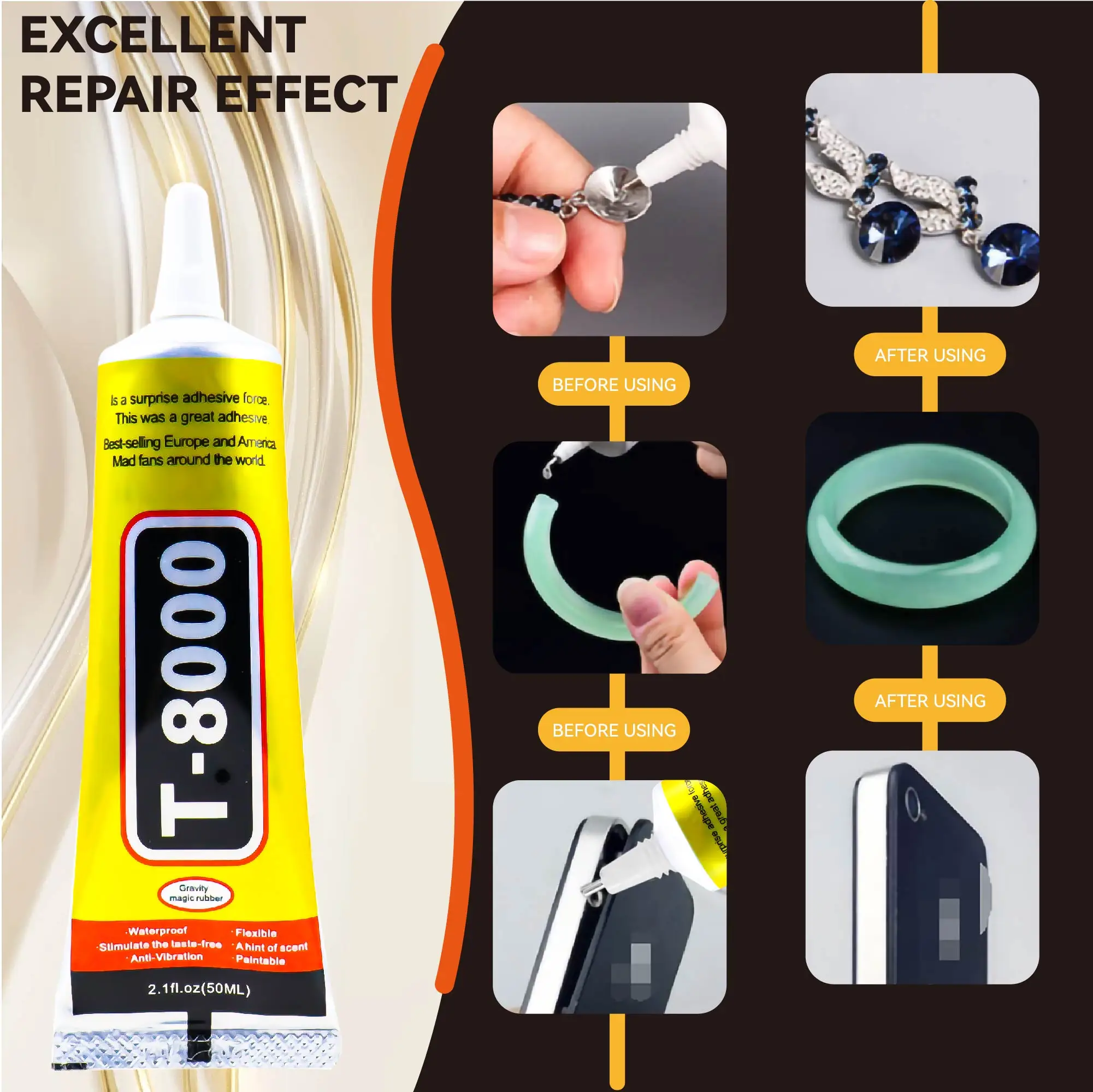 15/50/110ML Transparent T8000 Glue Clear Phone Repair Jewelry Craft Fiber Electronic Component Contact Adhesive T-8000 Sealant