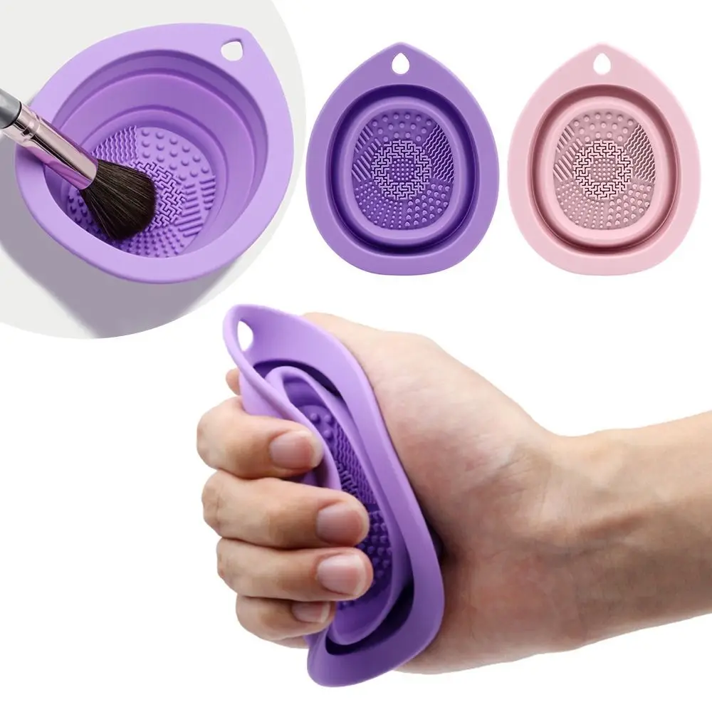 Soft Multi-functional Makeup Brushes Cleaning Bowl Foldable Silicone Gel Cleaner Bowl Cleaning Mat Women