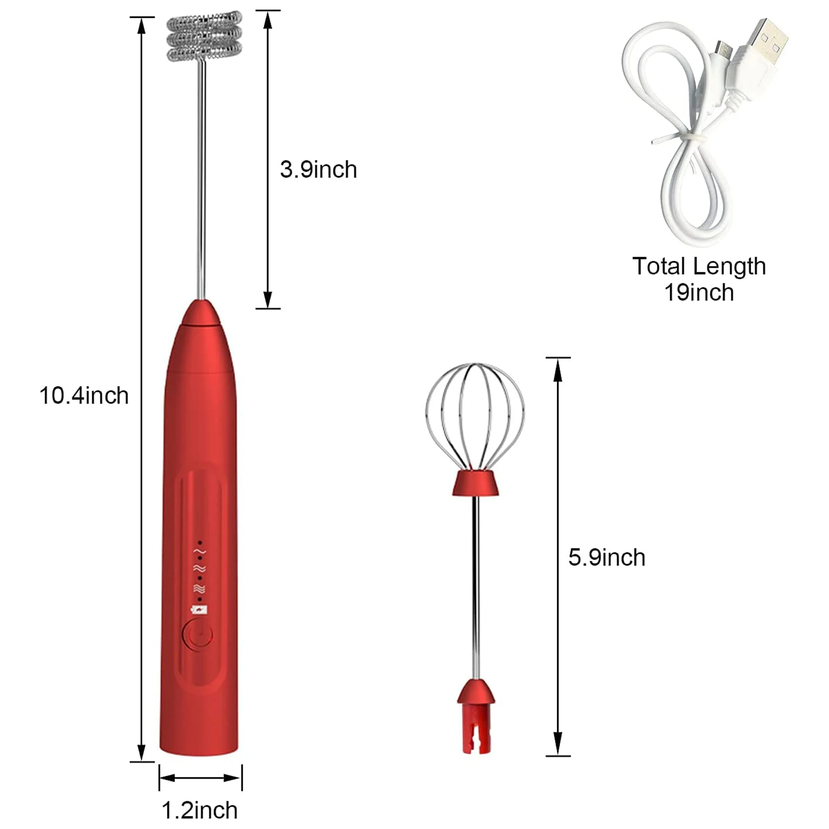 ABRE-Electric Milk Frother,Coffee Frother Handheld Rechargeable Milk Frother 3 Speeds Drink Mixer For Cappuccino Latte