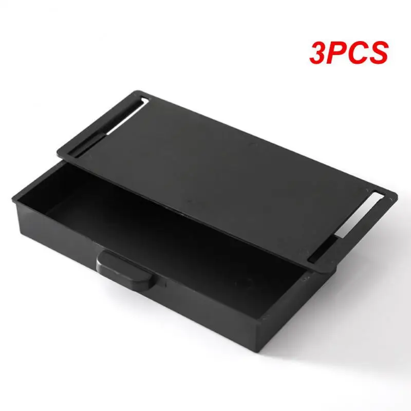 

3PCS Self Adhesive Storage Box Hole Free Cabinet Finishing Box Stationery Box Under Office Desk Self-adhesive Drawer