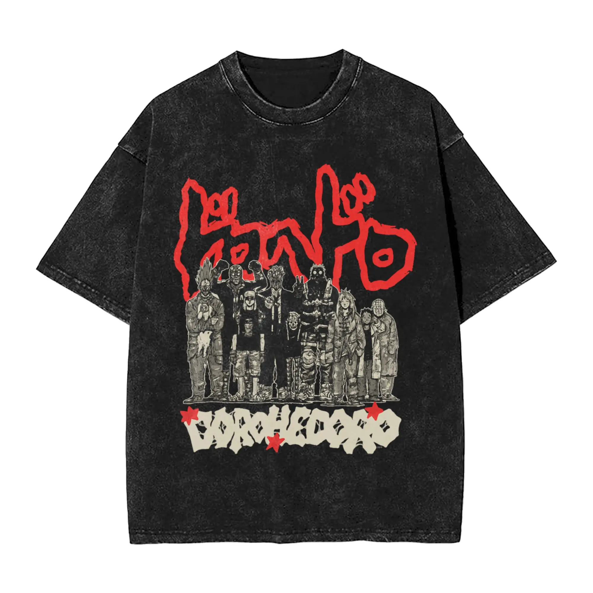 Dorohedoro Group Portrait with Kanji Logo Manga T Shirt Trendy T-Shirts Vintage Tshirt Summer Casual O Neck Big Size Clothes
