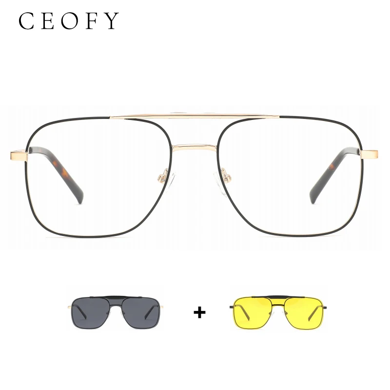 Ceofy Men Women Fashion Glasses Frame Retro Polarized Night Vision Sun Clip Magnet Optical Sunglasses Prescription Eyeglasses
