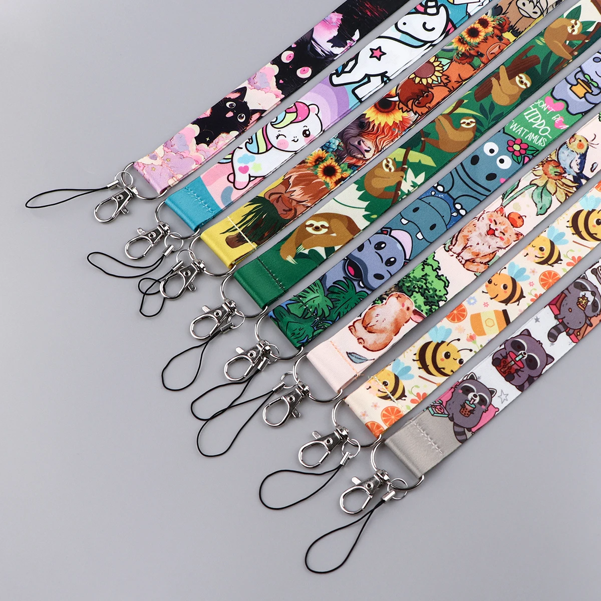 Cattle Neck Strap Keychain Cartoon Animals Lanyard Card Holders Keycord DIY Hanging Rope Cute Hippo Lanyad Phone Accessories