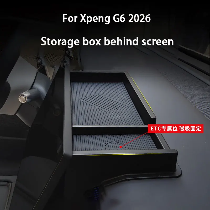 For Xiaopeng Xpeng G6 2026 Car Storage Box Behind Central Control Screen ETC in-car Modification Accessories