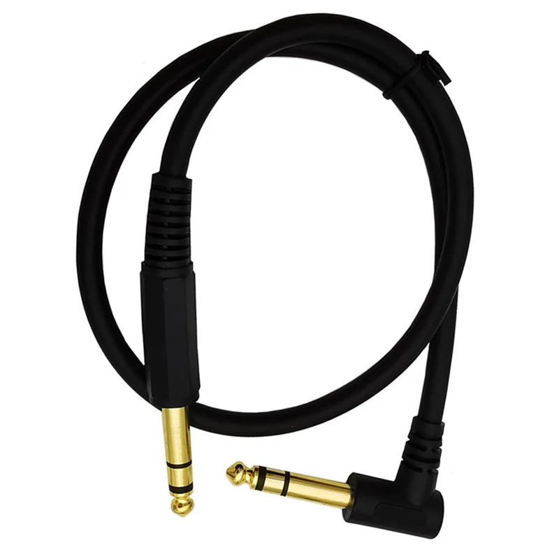 1/4 Inch TRS Instrument Cable Right-angle to Straight 6.35mm Male Jack Stereo Audio Cord 6.35 Balanced Interconnect cable 50cm