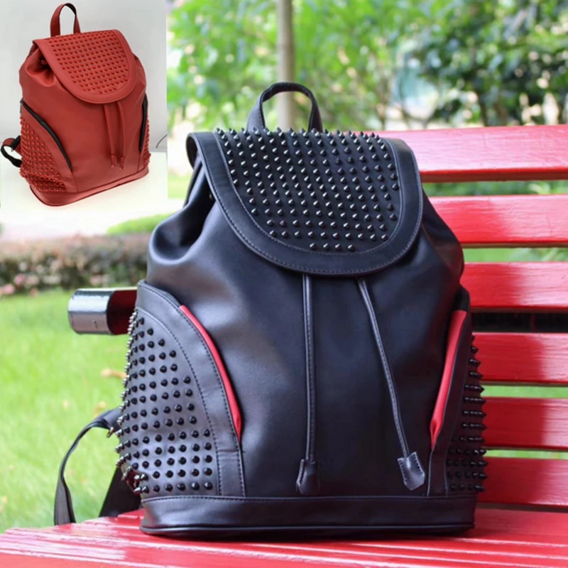 

Casual Leather Bapa for Men And Women Traveling Faion College Sle Double oulder Bag with Rivets Briti Sle Soft ...