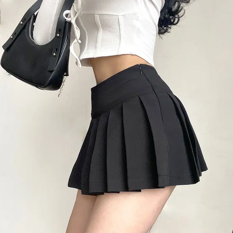 HOUZHOU minigonna a pieghe donna Y2k Vintage Side Split vita alta Sexy Slim a-line gonna da Tennis pantaloncini Casual Skort Streetwear