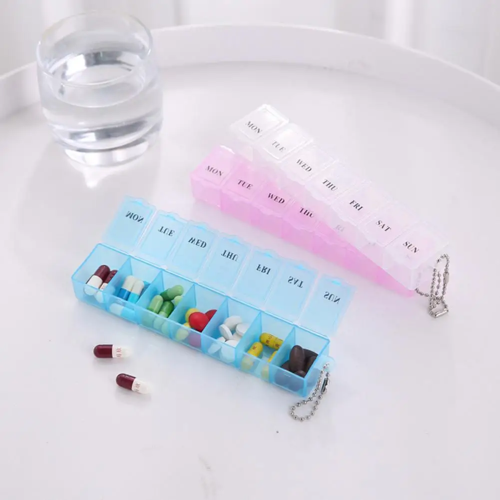 Pill Container Long Lasting Tablet Storage Case Lightweight Space-saving  Excellent 7 Grids Pill Organizer Box with Lid