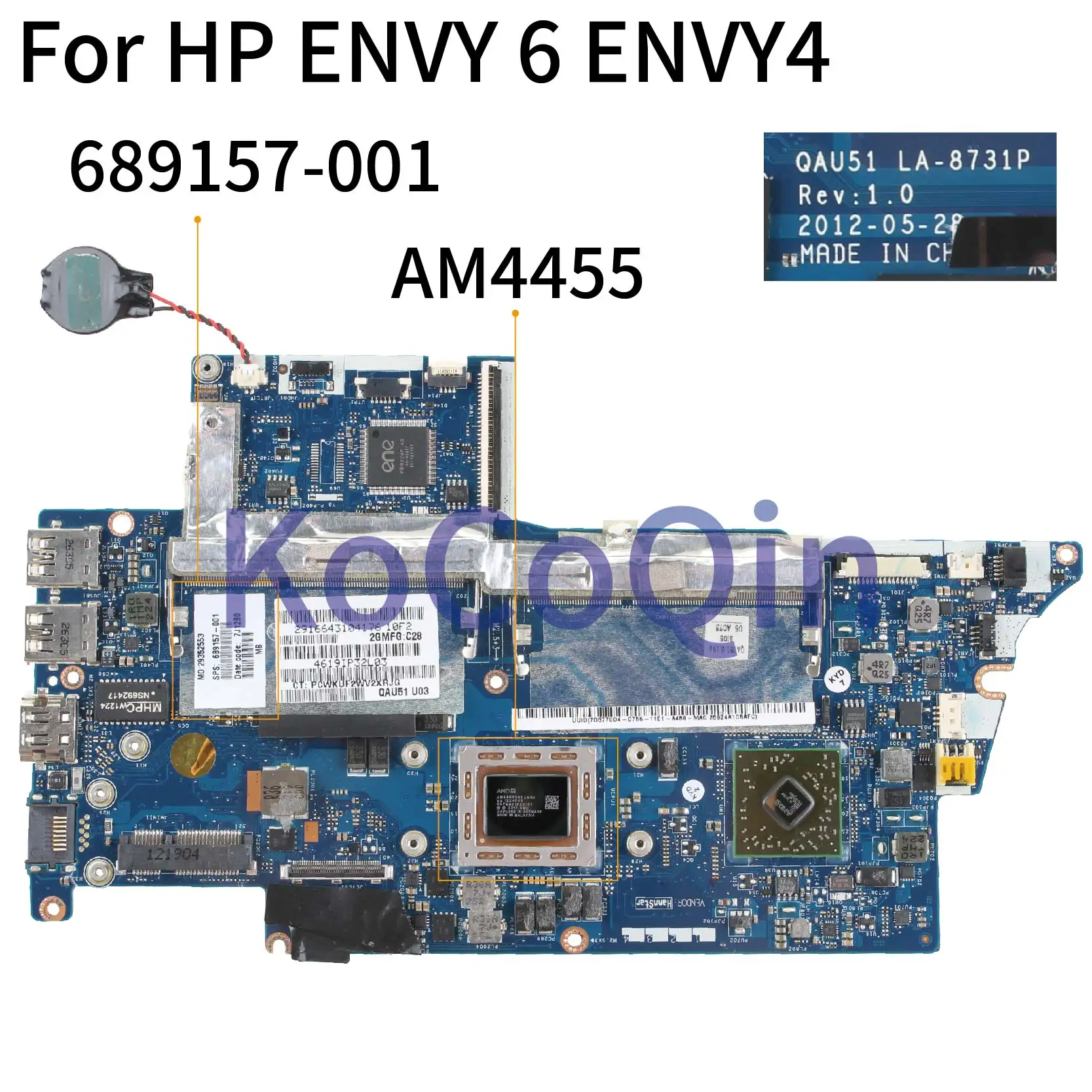 For HP ENVY 6 Notebook Mainboard LA-8731P AM4455 AM4555 708977-501 694437-501 DDR3 Motherboard 100% Test Perfectly Good