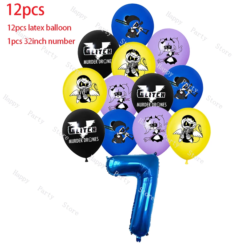 Murder Drones Birthday Party Decoration Balloon Backdrop Cake Topper Split Sales Murder Drones Birthday Party Supplies