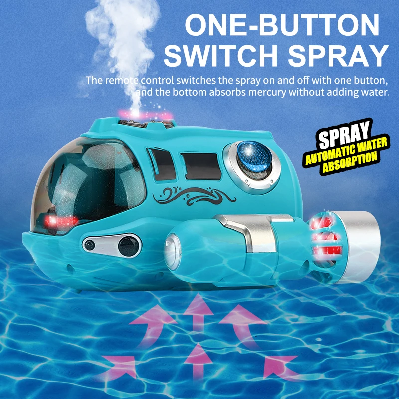 2.4GHz Rc Boat Toys Remote Control Boat Waterproof Spray Swimming Pool Bathing RC Steamboat For Boys And Girls Children's Gift