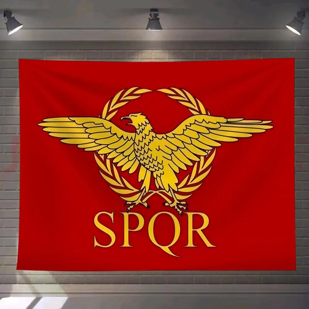 

S-SPQR Roman Empire Tapestry Custom Living Bedroom Party Dormitory Interior Wall Bohemian Decoration Attached Clip