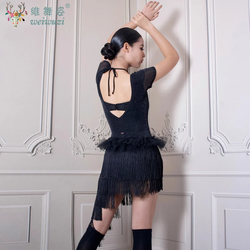 라틴댄스 프린지 연습복 맞춤형 탱고 차차 삼바 공연 의상 성인 어린이 라틴 대회 의상