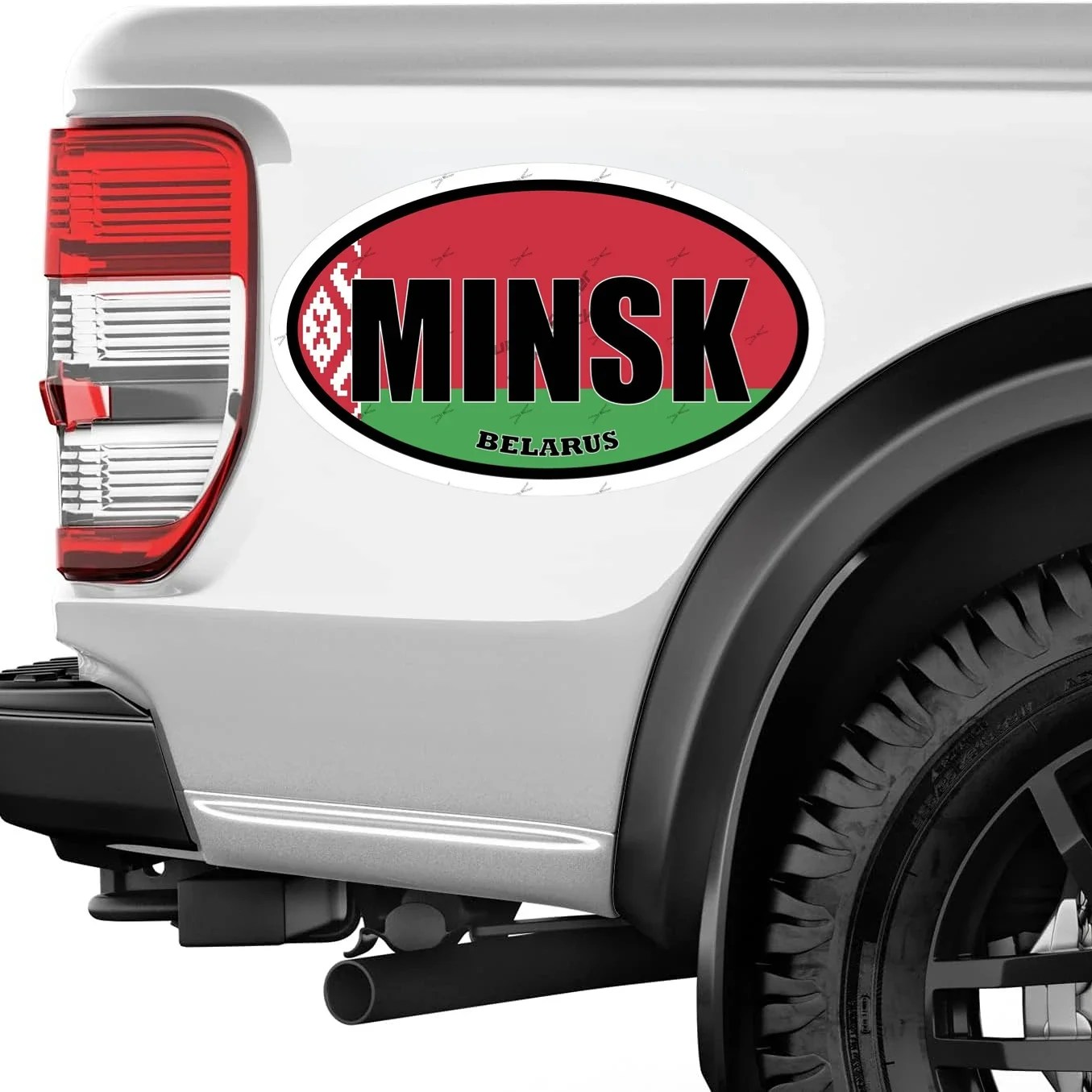Minsk Belarus Flag Oval Decal Cover Scratches Decoration Funny Vinyl Sticker Accessories for Auto SUV Pickup Camper trunk Motor