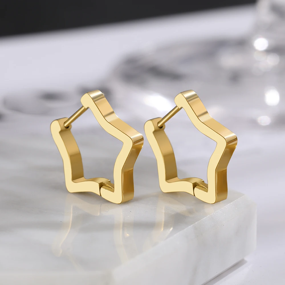 Stainless Steel Earrings 2022 Trend New Geometric Light Luxury Punk Grunge Goth Hoop Earrings For Women Jewelry Party Girl Gifts
