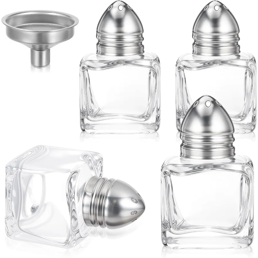 

4 Pcs Mini Salt and Pepper Shakers0.5 oz Mini Salt Shaker Gold Salt and Pepper Shakers Bulk with Fel Small Salt Shakers Tiny Gl