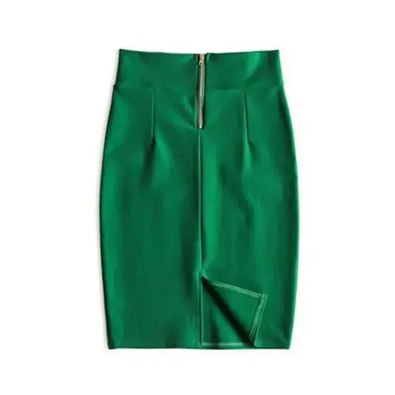 Faldas Mujer Moda 2024 Fashion High Waist Black Bodycon Skirts Midi Zipper Elastic Korean Elegant Sexy Y2k Office Pencil Skirt