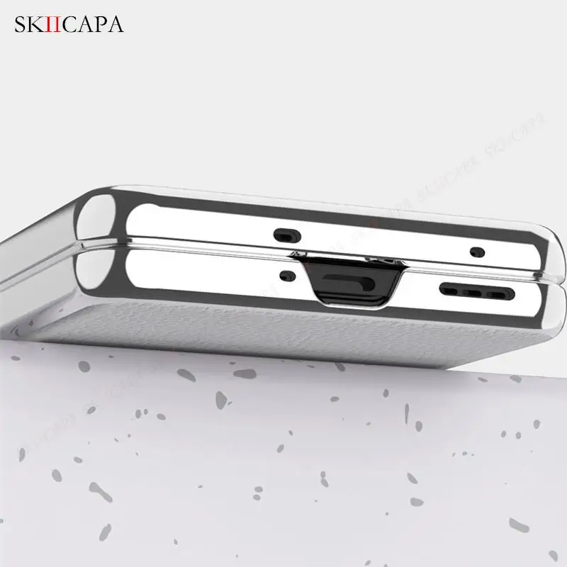Leather Emboss Plating Phone Case For Oppo Find N2 Flip Electroplated Shockproof Cover For OPPO Find N2 Flip Lens Protect Cover image 5
