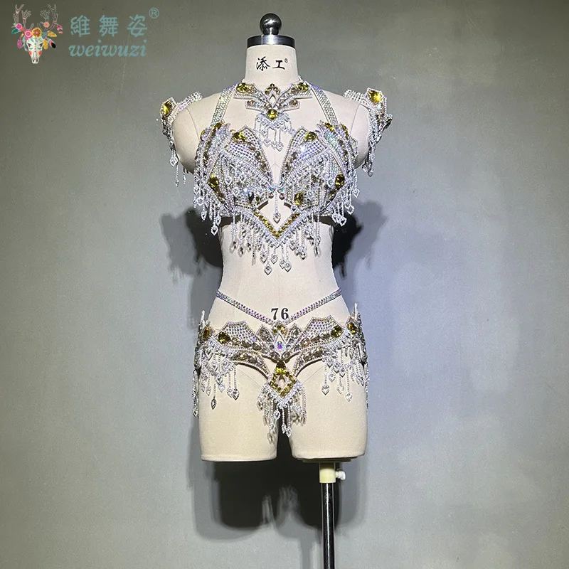 

Комплект для выступлений для танца живота, высококачественный роскошный бюстгальтер с бахромой и поясом со стразами, женский наряд для соревнований по восточному танцам