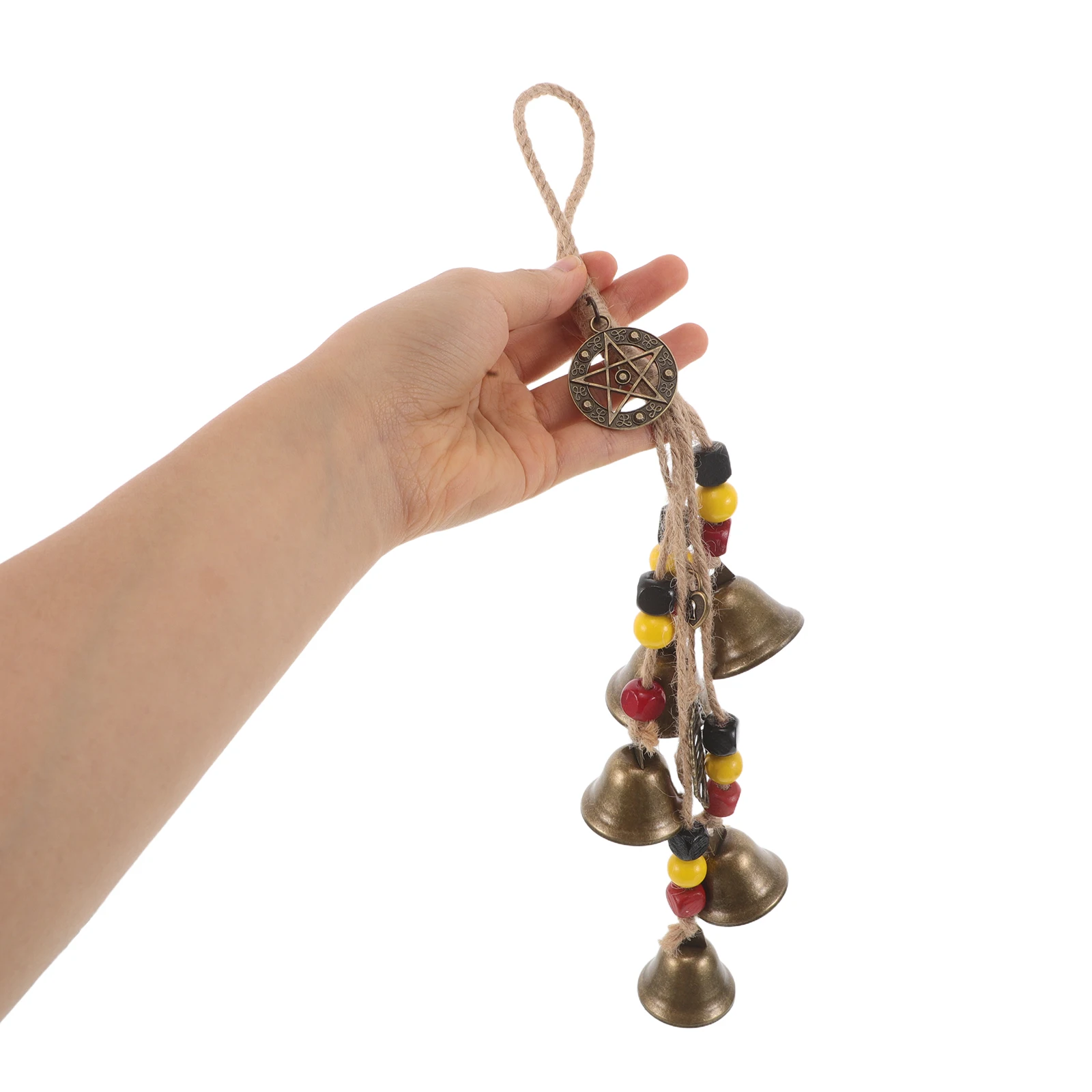 

Decorative Bell Wind Chime Pendant Magical Accent Wooden Beads Five-Pointed Star Lunar New Year Positive Energy