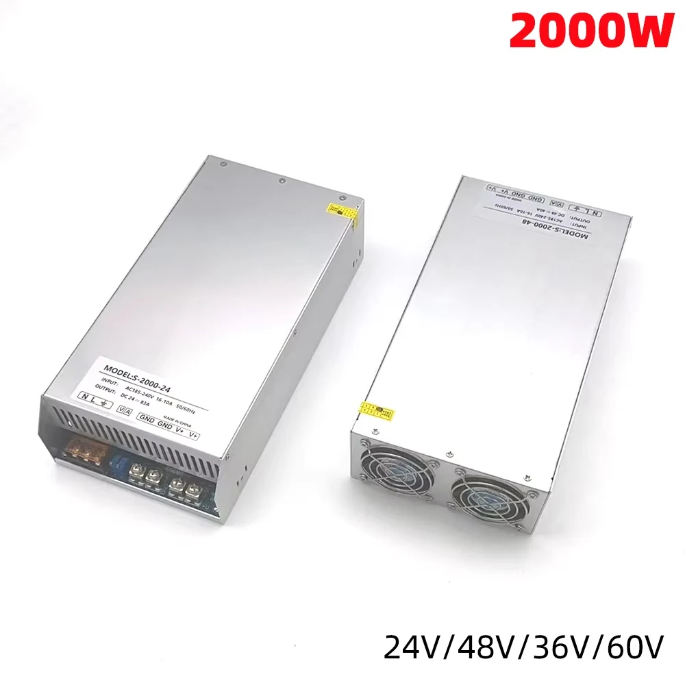 

2000W Switching Power Supply Light Transformer AC110V 220V To DC 24V 36V 48V 60V Power Supply Source Adapter For Motor