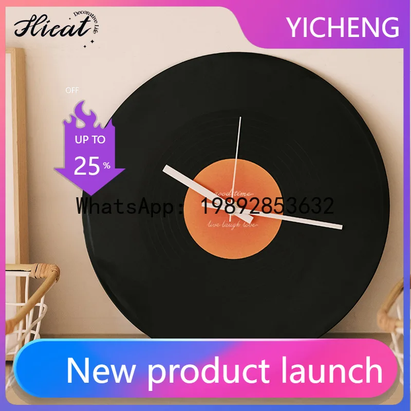 

ZB sunset vinyl record wall clock high-end ornament retro watch holder DIY watch cafe living room
