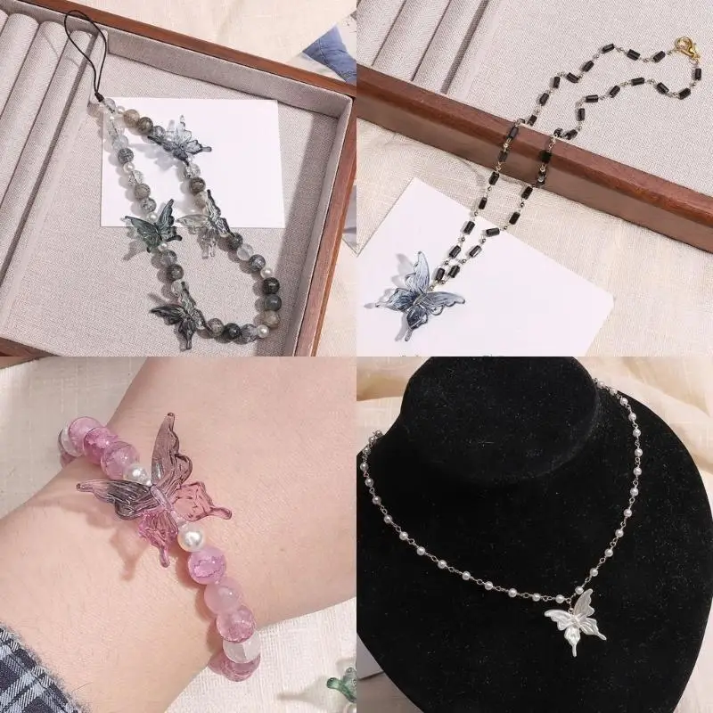 91AF pacote 20 contas borboleta multicolor