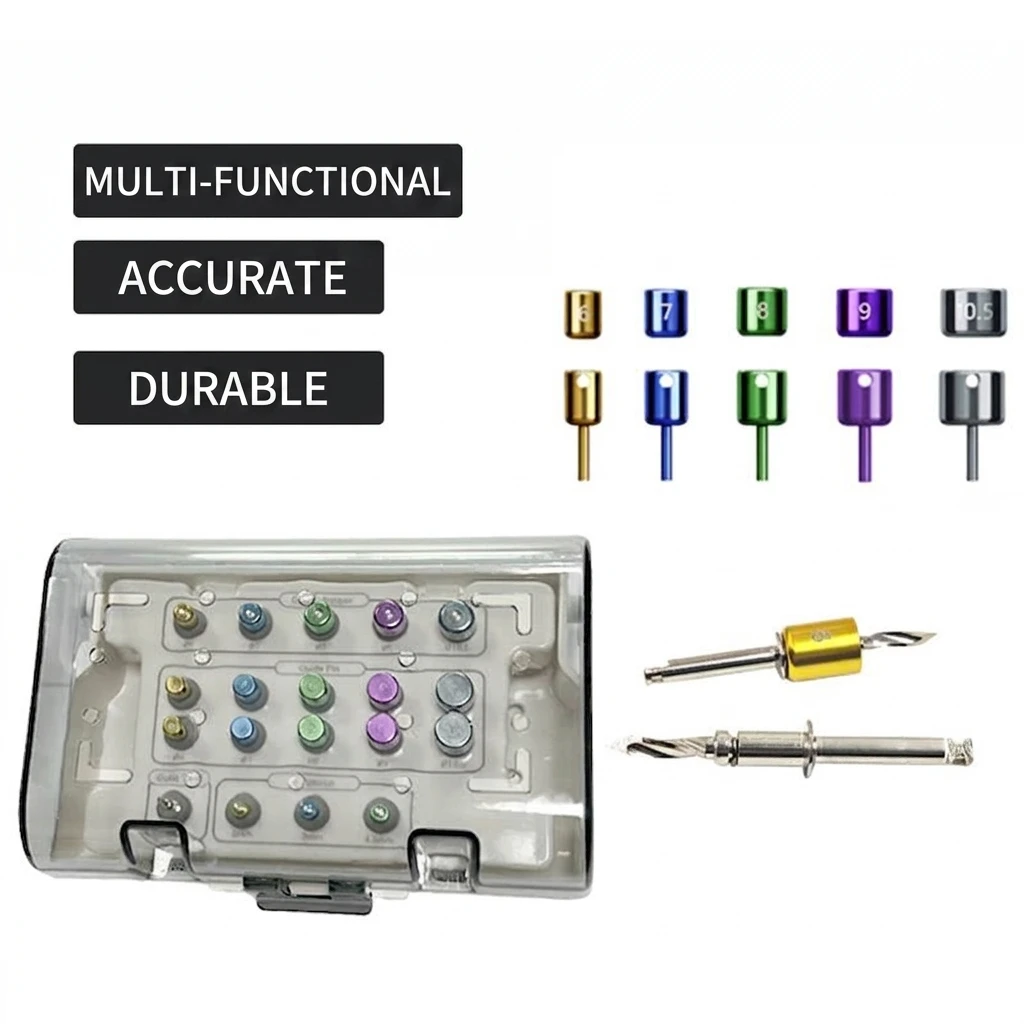 1 Set 6-10.5mm Precision Dental Implant Guided Surgery Drill Stopper Tool Kit Set Fits Depth Stop Sleeve Rings Surgical Drills