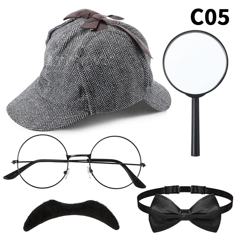 1920er Jahre Herrenkostüme Zubehör Gatsby Gangster Retro Detektiv Hut Dress Up Set Männliche Halloween Party Cosplay Requisiten