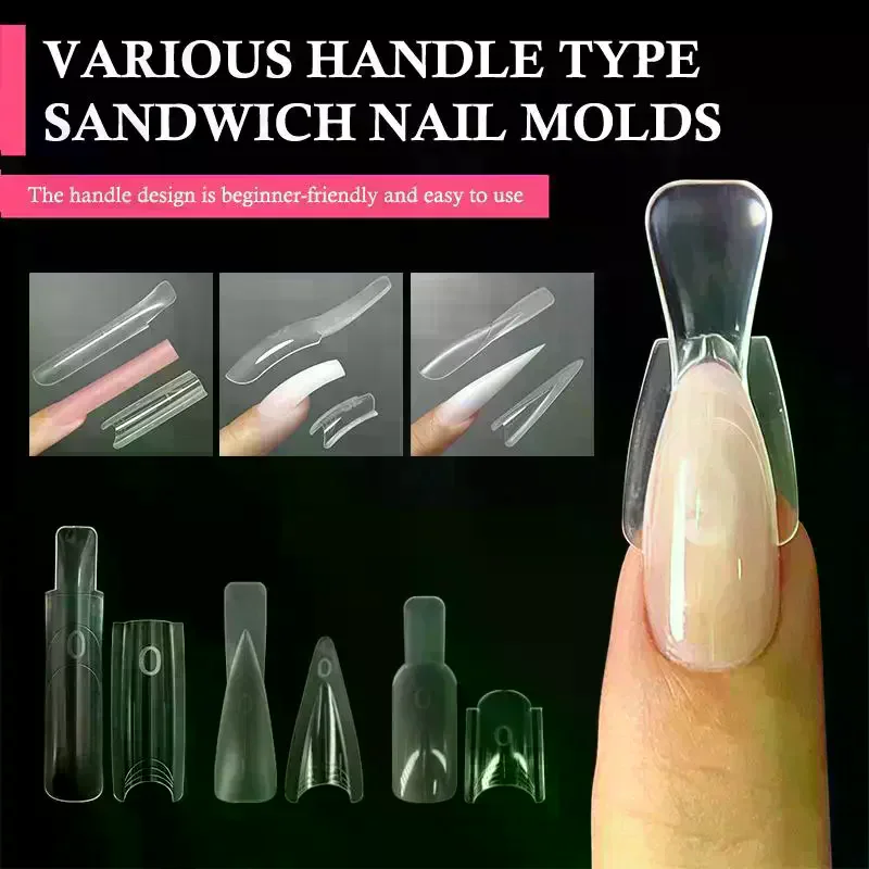 60/120/240 Pcs Sandwich Dual Nail Form Oval Nail Extension Forms Top & Bottom Form For Quick Nail Extensions Manicure Tools