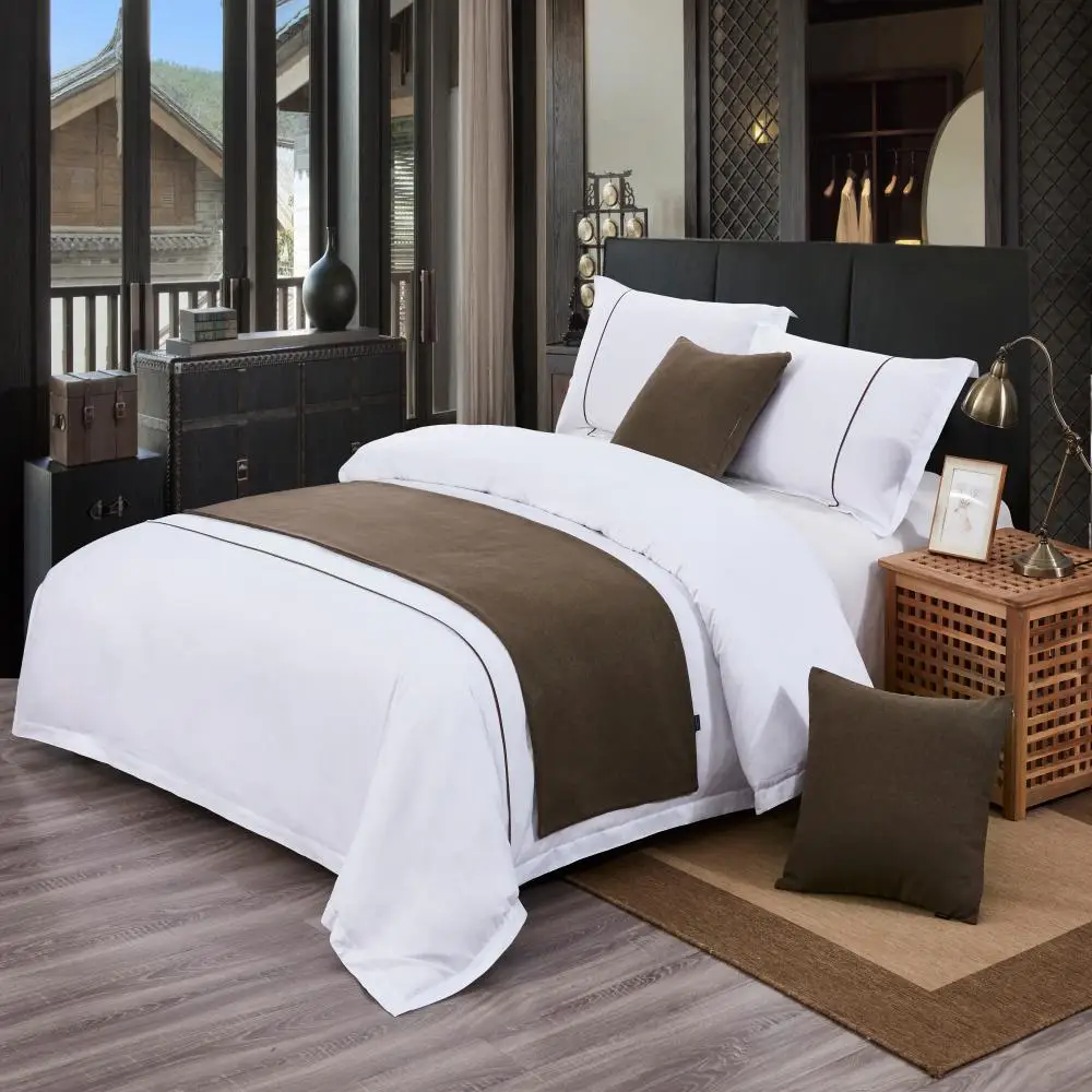 Solid Color Cotton Linen Bed Flag Bed End Towel Home Hotel Bedding