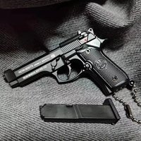 Creative Metal Car Accessories Keychain Zinc Alloy 92f Pistol Model Miniature Pendant KeyRing for Men's Dad Birthday Gif