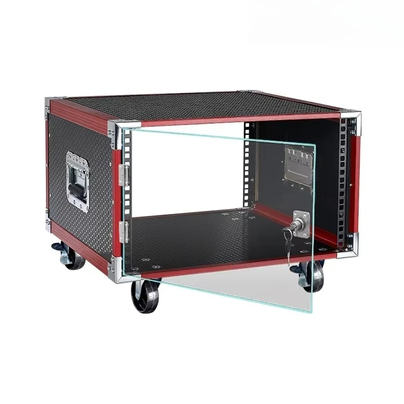 8U Portable Shockproof Audio Flight Rack Case, Reinforced Alloy Frame for Outdoor Stage Equipment Storage
